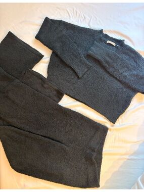 Women’s Cozy Long-Sleeve sweater - pants set Charcoal Gray